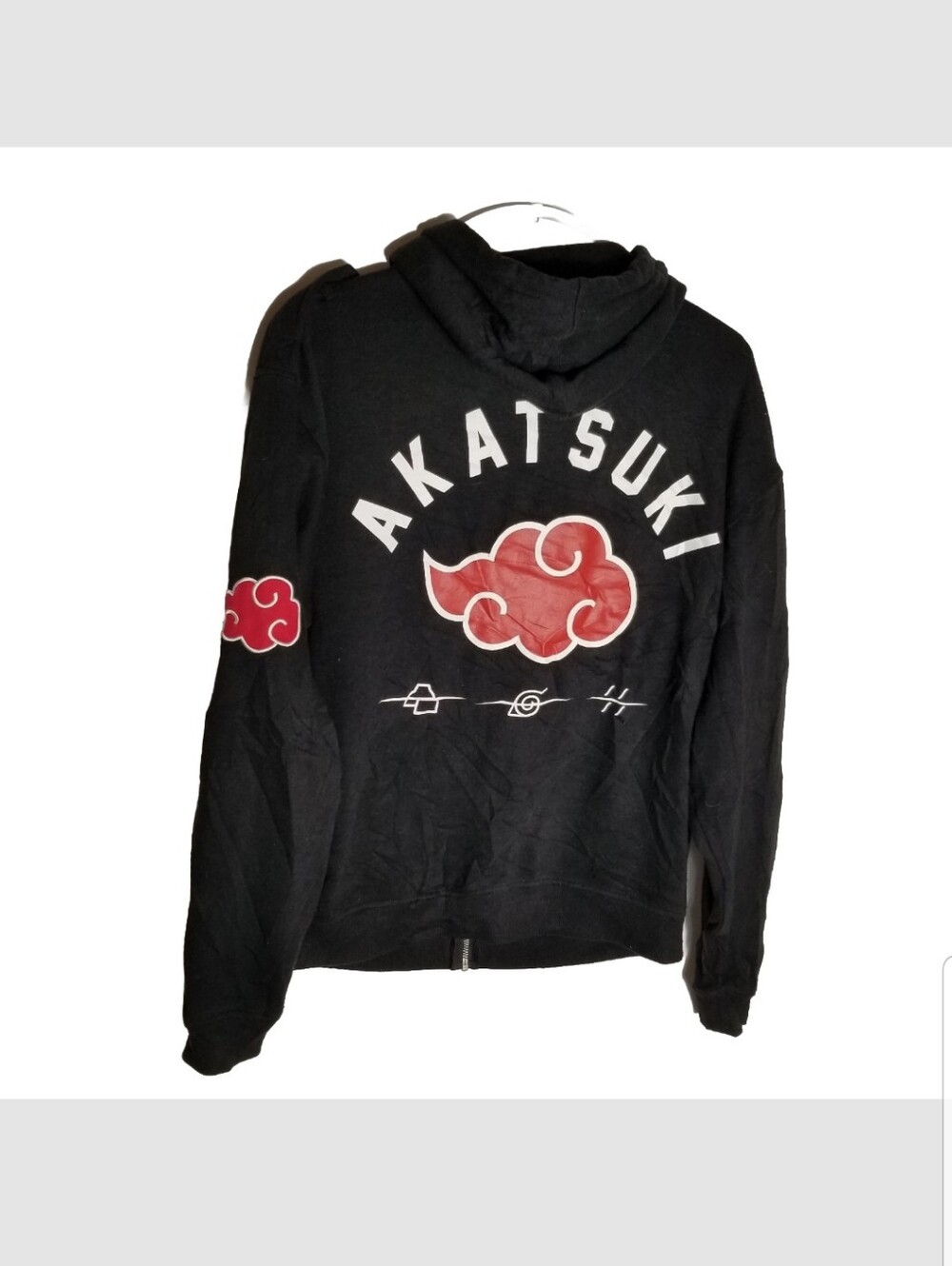 Naruto Shippuden Akatsuki Black Full Zip Hoodie Men's Small Ripple Junction